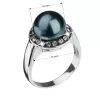 Stříbrný prsten s krystaly Swarovski a zelenou perlou 35021.3