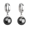 Stříbrné náušnice visací s perlou Swarovski šedé kulaté 31151.3