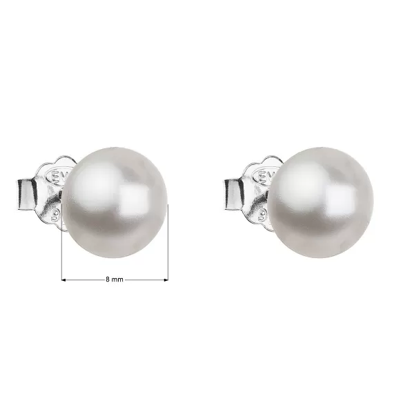 Stříbrné náušnice pecka s perlou Swarovski bílé kulaté 31142.1