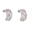 Stříbrné náušnice visací s krystaly Swarovski růžový půlkruh 31164.3