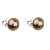 Stříbrné náušnice pecka s perlou Swarovski hnědé kulaté 31142.3