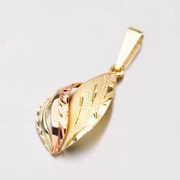 Dámský přívěsek zlato mix 585 ručním rytím 53P-018