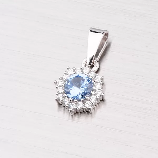 Zlatý přívěsek s akvamarínem a zirkony 357P-130086-03