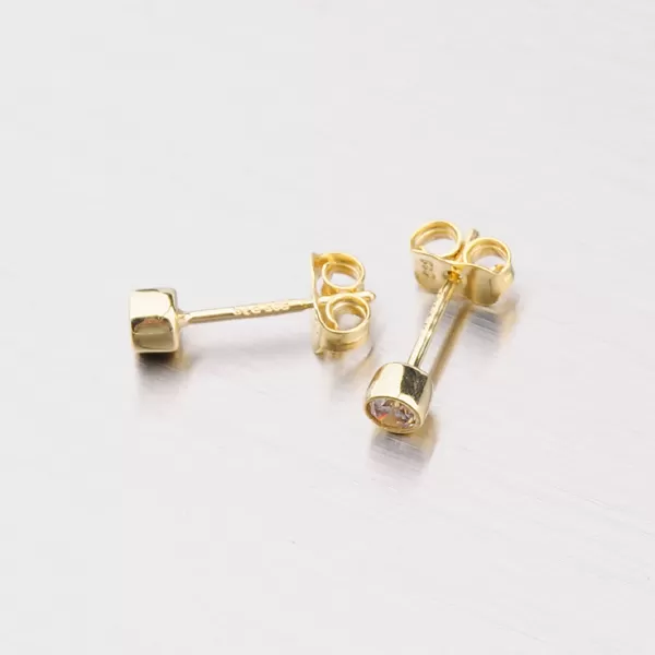 Náušnice žluté zlato 585 zirkon 143-1074