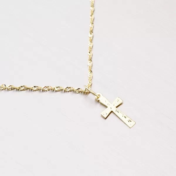 Přívěsek žluté zlato 585 křížek s gravírováním 322P-130098