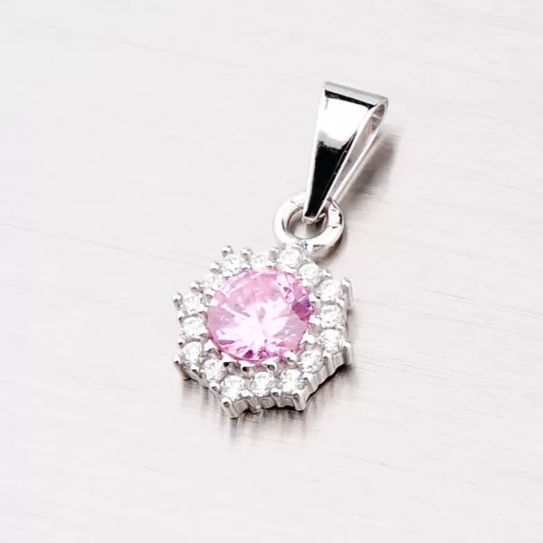 Zlatý přívěsek s růženínem a zirkony 357P-130086-08