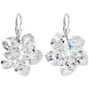 Stříbrné náušnice visací s krystaly Swarovski bílá kytička 31130.1