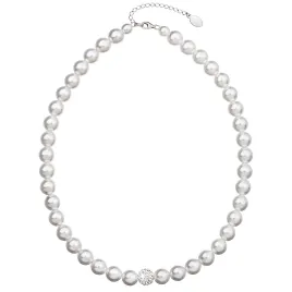 Perlový náhrdelník bílý s krystaly Swarovski 32011.1