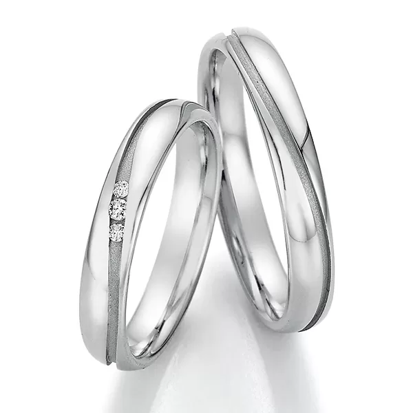 Snubní prsteny z oceli s diamanty SP-22050