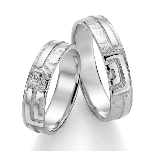 Stříbrné snubní prsteny s diamantem SP-51070