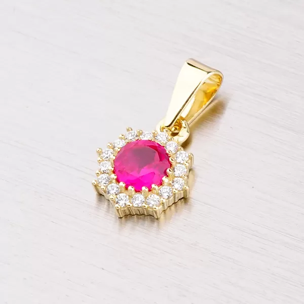 Zlatý přívěsek s červeným zirkonem 352P-130086-04