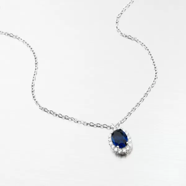 Dámský náhrdelník stříbro 925 zirkon a safír SETST-15145