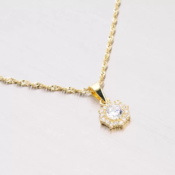 Zlatý přívěsek s bílými zirkony 352P-130086-01