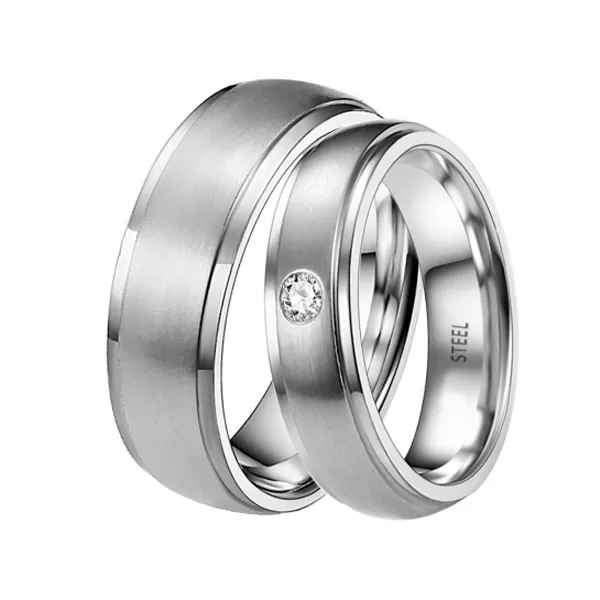 Snubní prsteny - ocel se zirkonem ST-88067