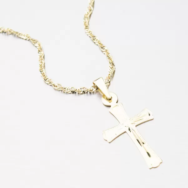 Přívěsek žluté zlato 585 gravírovaný kříž 322P-130111