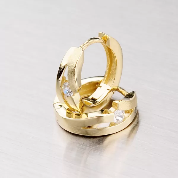 Dámské náušnice žluté zlato 585 kruhy se zirkonem DZ2026-ZL-ZIR