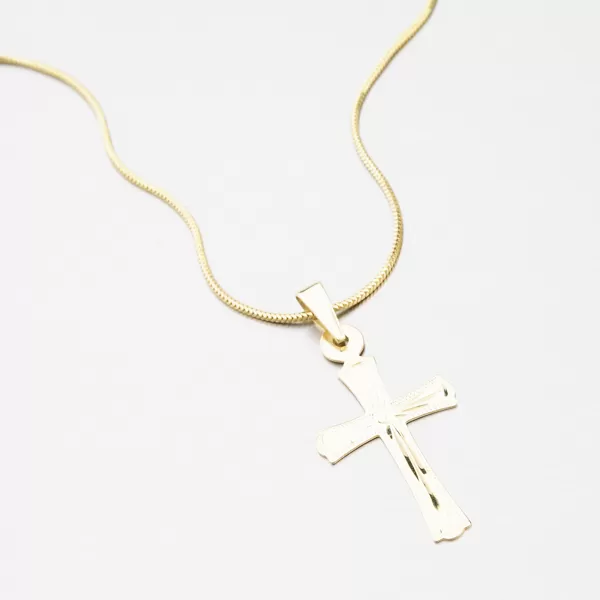 Přívěsek žluté zlato 585 gravírovaný kříž 322P-130111