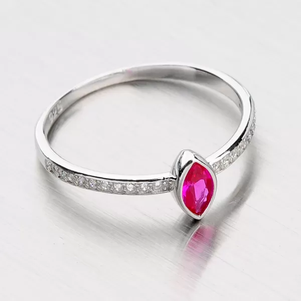 Stříbrný prsten se syntetickým rubínem a zirkony RXC15140058RUB