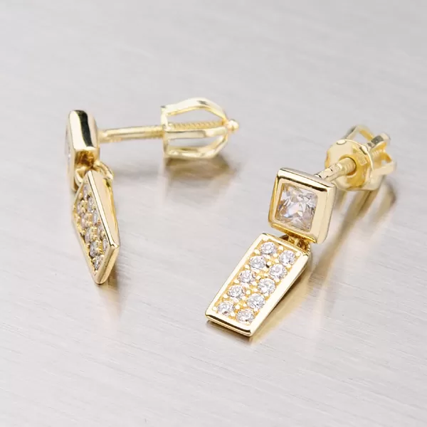 Dámské náušnice žluté zlato 585 zirkon visací GZ2363