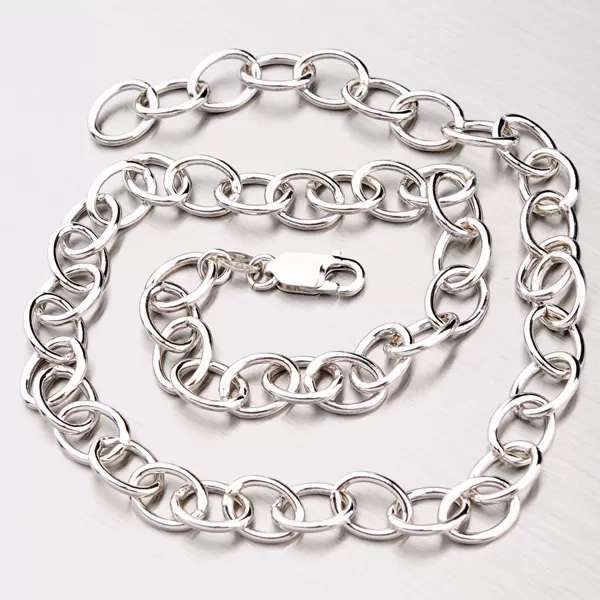 Stříbrný řetízek s velkými oky ROLO-R-066-Rh