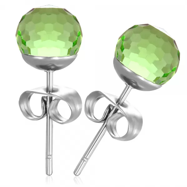 Dámské náušnice ocel krystaly se zeleným zelené kameny GECJ088