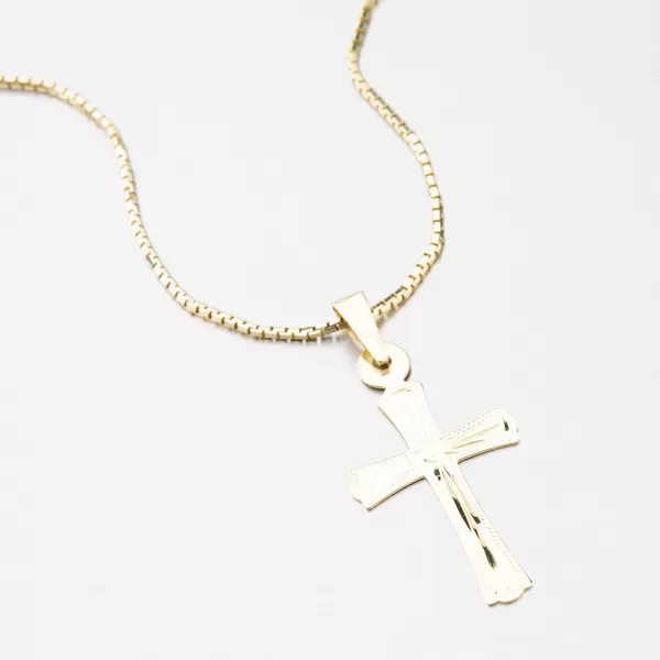 Přívěsek žluté zlato 585 gravírovaný kříž 322P-130111