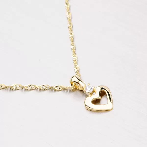 Dámský přívěsek žluté zlato 585 zirkon srdce DZ1603