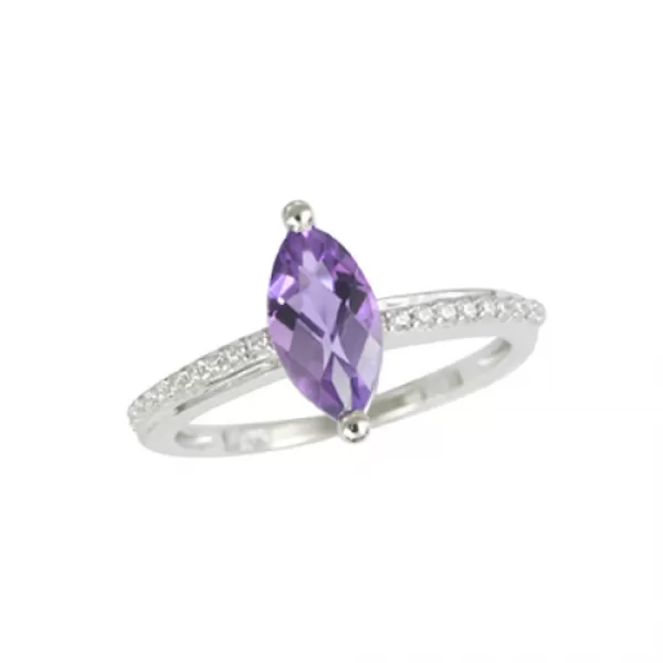 Zlatý prsten s přírodním ametystem a diamanty GKW54021AME