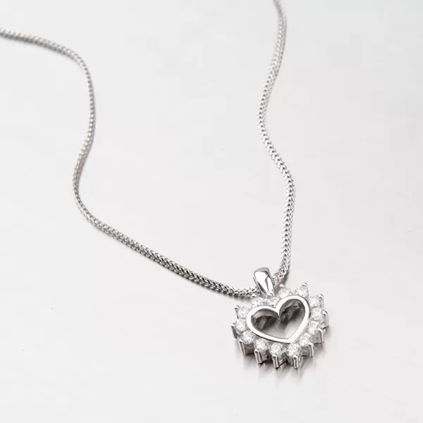 Dámský přívěsek bílé zlato 585 zirkon srdce DZ1975B