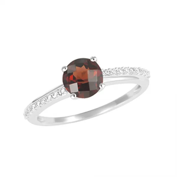 Zlatý prsten s diamanty a granátem GKW54221GR