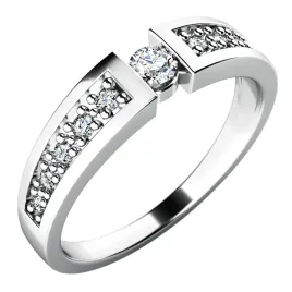 Dámský prsten bílé zlato 585/1000 přírodní diamant 0.22 ct G/SI 10775D