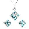 Sada šperků s krystaly Swarovski náušnice, řetízek a přívěsek modrý kosočtverec 39126.3 turquoise