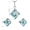 Sada šperků s krystaly Swarovski náušnice, řetízek a přívěsek modrý kosočtverec 39126.3 turquoise