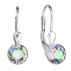 Stříbrné náušnice visací s krystaly Swarovski zelené kulaté 31112.5