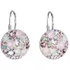 Stříbrné náušnice visací s krystaly Swarovski růžové kulaté 31176.3