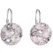 Stříbrné náušnice visací s krystaly Swarovski růžové kulaté 31176.3
