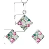 Sada šperků s krystaly Swarovski náušnice, řetízek a přívěsek zelený kosočtverec 39126.3 chrysolite