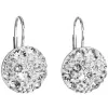 Stříbrné náušnice visací s krystaly Swarovski bílé kulaté 31176.1