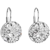 Stříbrné náušnice visací s krystaly Swarovski bílé kulaté 31176.1