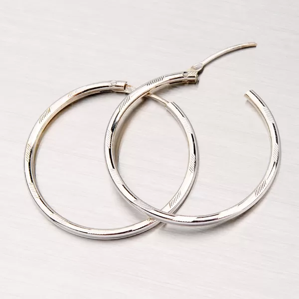 Dámské náušnice stříbro 925 garvírované kruhy M6669