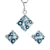 Sada šperků s krystaly Swarovski náušnice a přívěsek modrý kosočtverec 39126.3 aqua