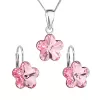 Sada šperků s krystaly Swarovski náušnice, řetízek a přívěsek růžová kytička 39143.3 rose