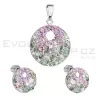 Sada šperků s krystaly Swarovski náušnice a přívěsek mix barev fialová kulaté 39148.3 sakura