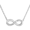 Stříbrný náhrdelník s krystaly Swarovski bílé infinity,osmička-nekonečno 32023.1