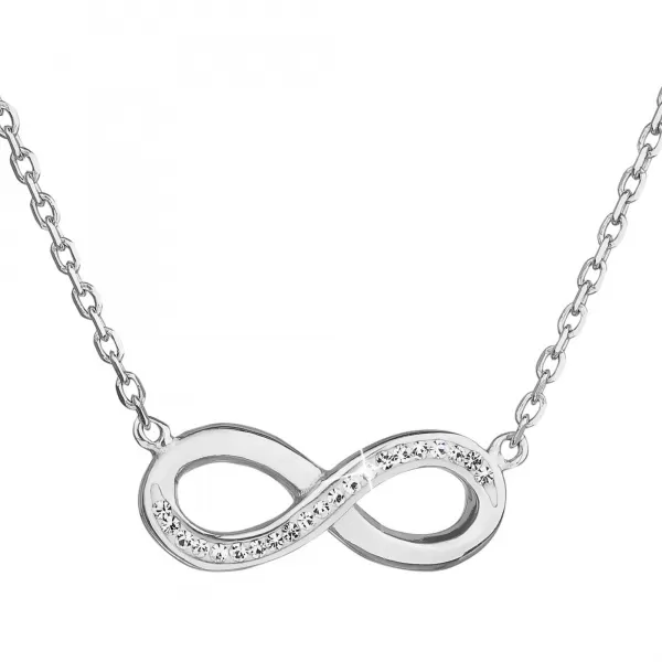 Stříbrný náhrdelník s krystaly Swarovski bílé infinity,osmička-nekonečno 32023.1