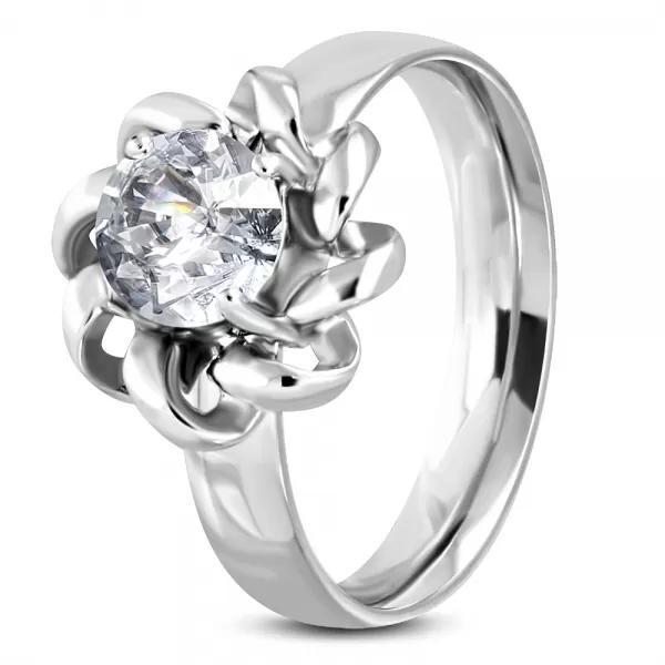 Prsten se zirkonem z oceli GNRE087