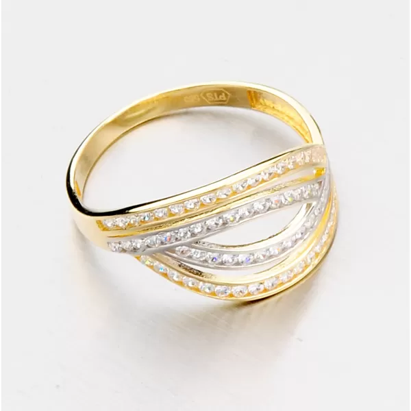 Zlatý prsten se zirkony 111-6106