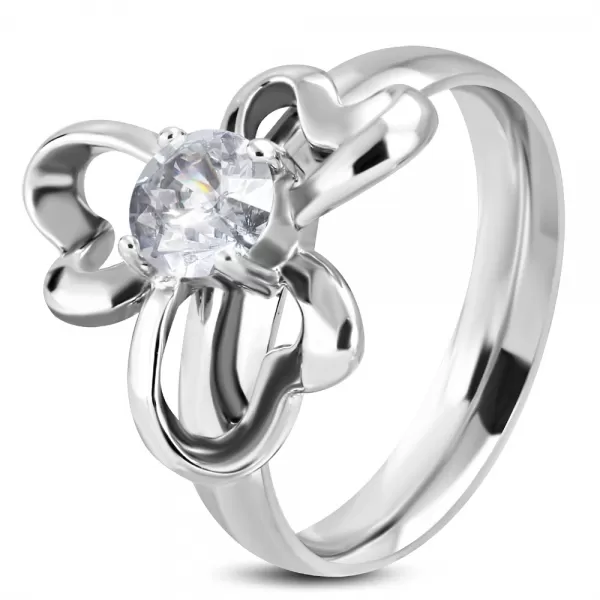 Ocelový prsten se zirkonem GNRE082