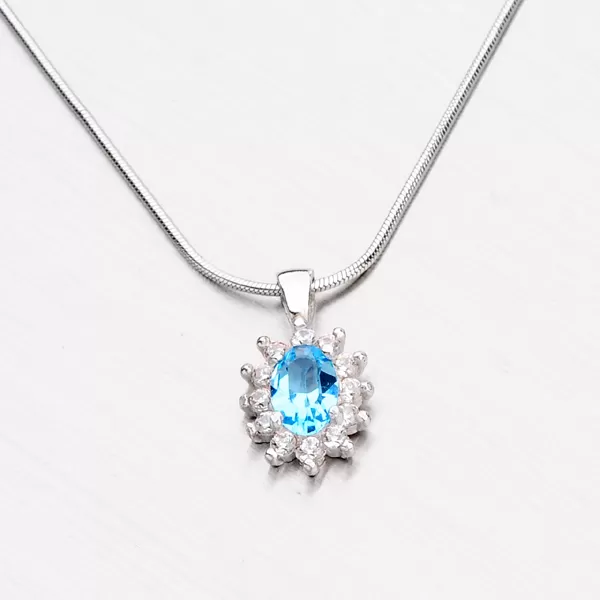 Dámský přívěsek stříbro 925 zirkon a akvamarín P1502531-0851-SLX