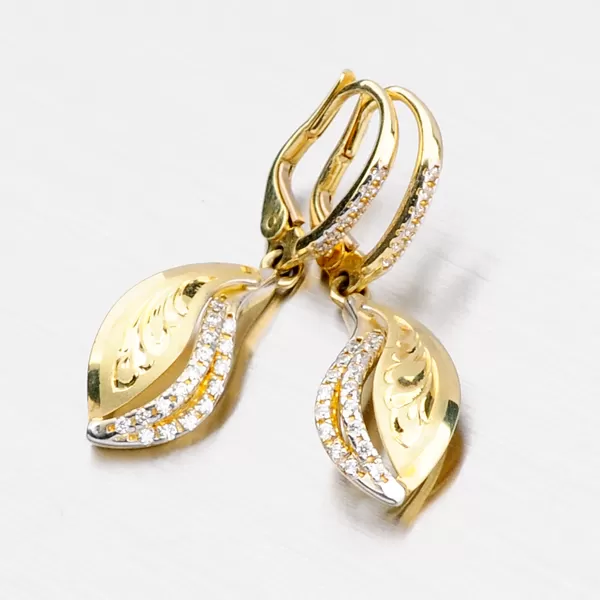 Dámské náušnice žluté zlato 585 se zirkony 52NK-3117